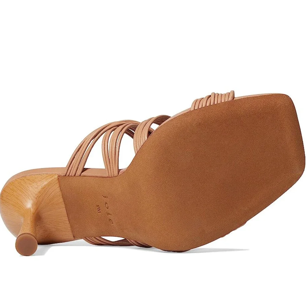 Joie Olive Women's US 11 Sand Leather Square Toe Slip On Stiletto Heel HTAT1428